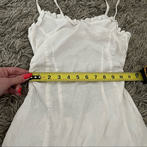 White Cutout Open Back Linen Mini Dress, XS - Picture 8 of 9